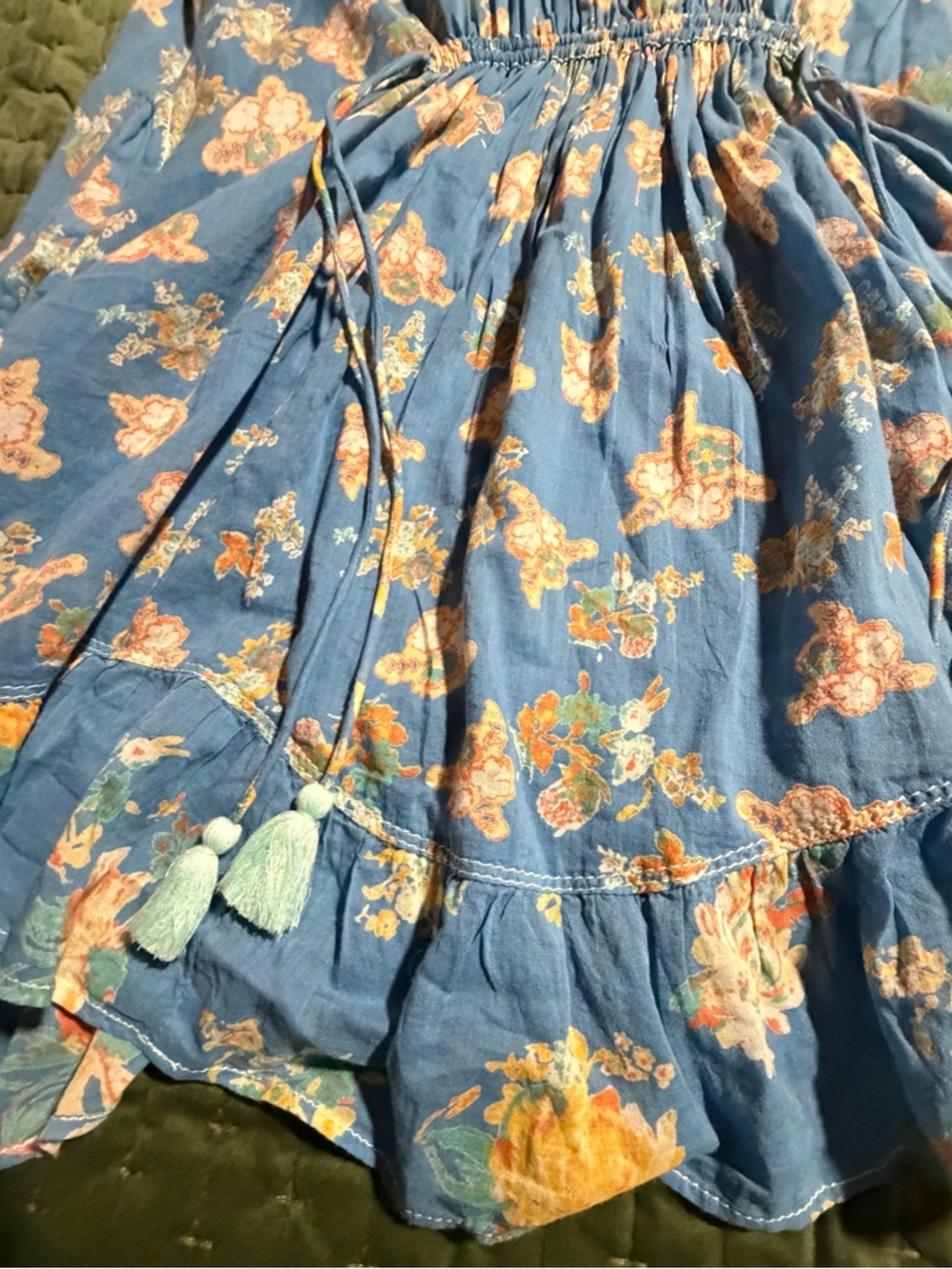 Free People Camella Floral Print Smock Mini Dress blue size XS - Picture 3 of 13
